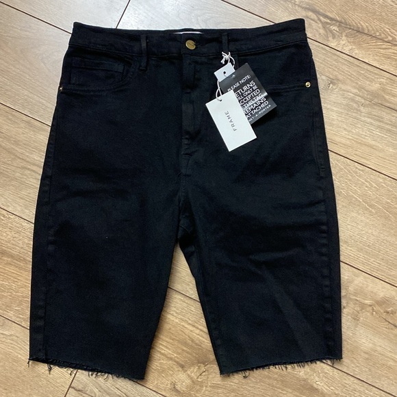 NWT FRAME Le Vintage Bermuda Frayed Denim Shorts - Picture 5 of 9